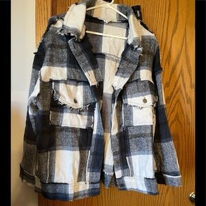 POL Oversized Plaid Jacket Size M